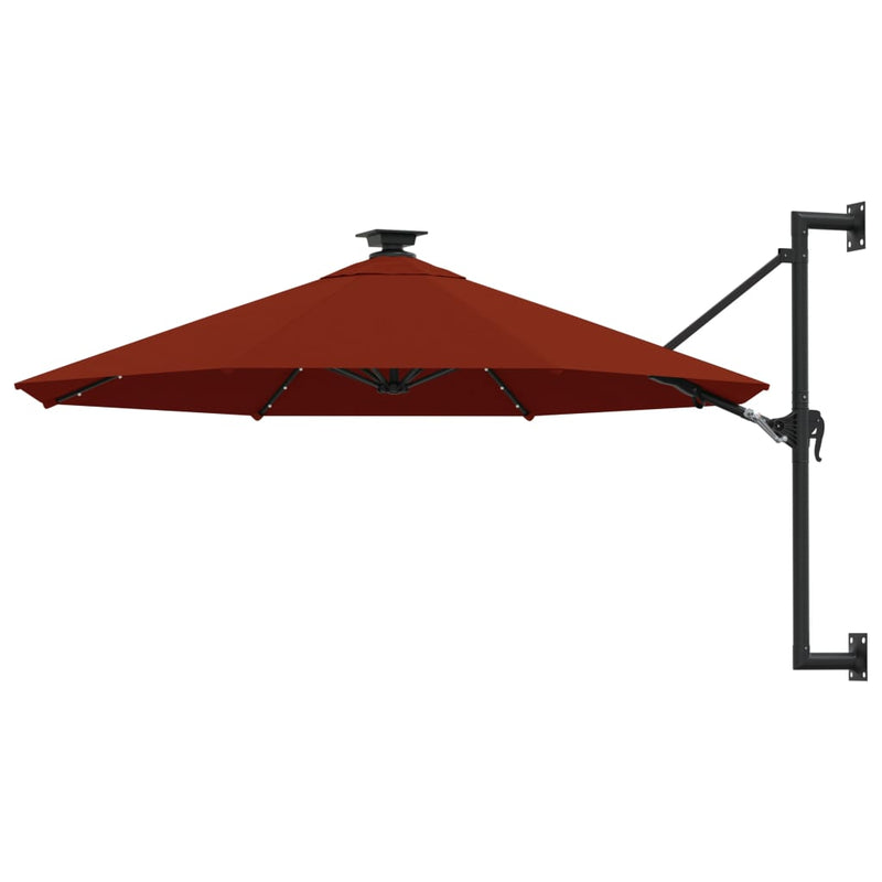 Load image into Gallery viewer, Vidaxl wandparasol met led's 300 cm terracottakleurig
