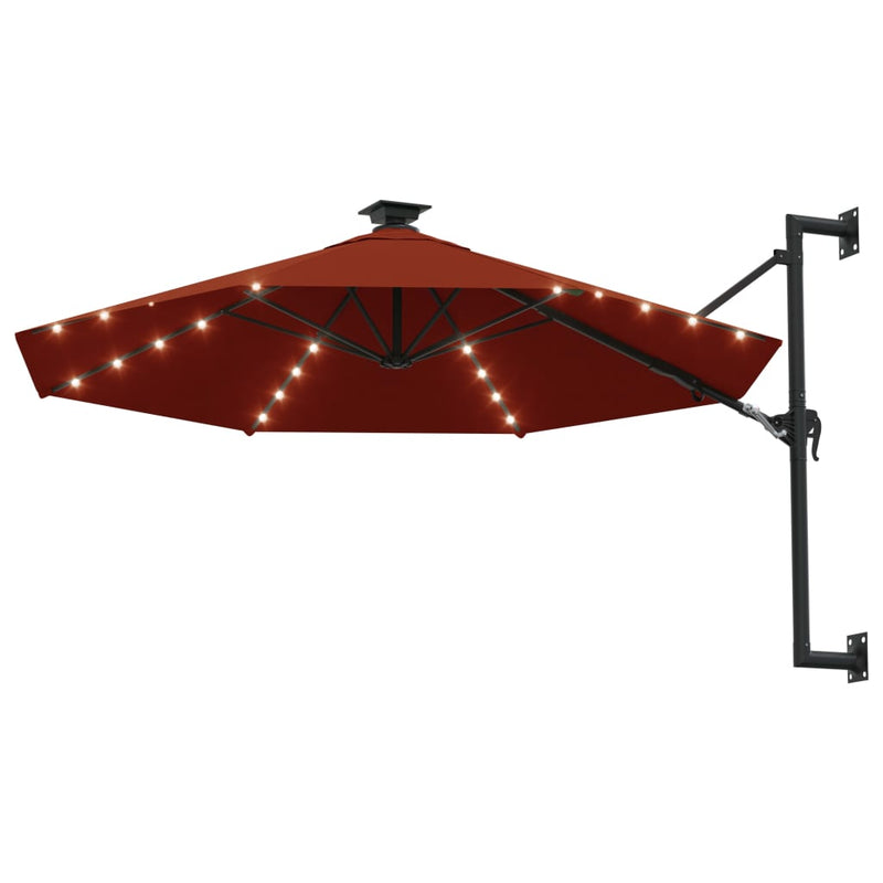Load image into Gallery viewer, Vidaxl wandparasol met led's 300 cm terracottakleurig
