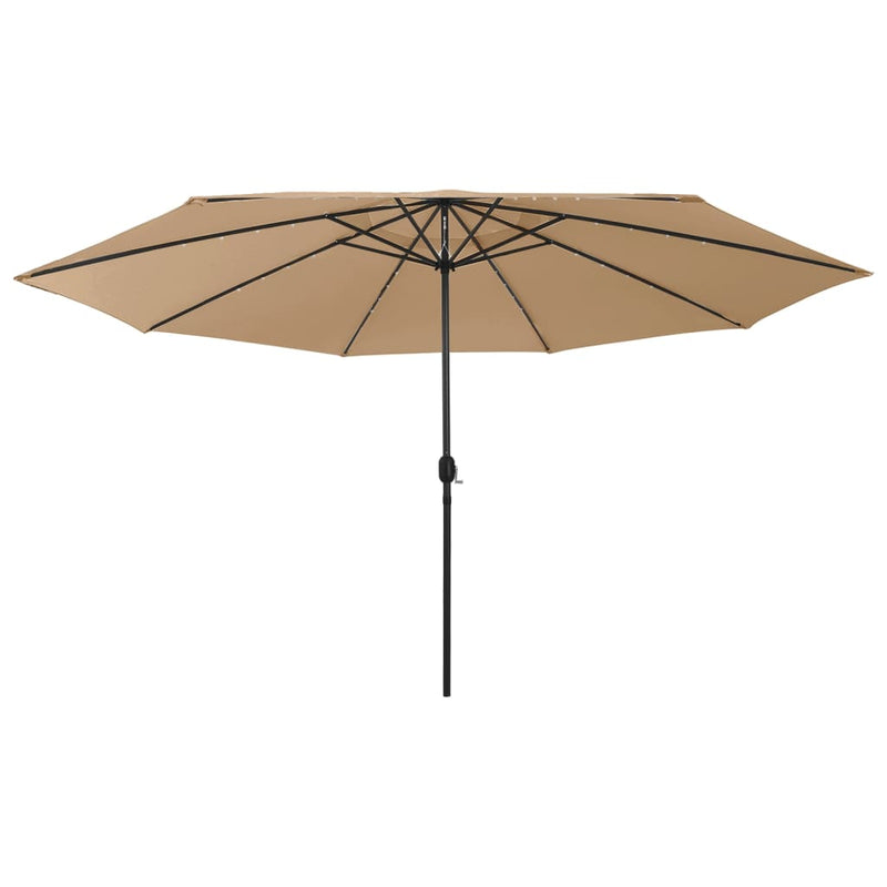 Load image into Gallery viewer, VidaXL Parasol met LED-verlichting en metalen paal 400 cm taupe
