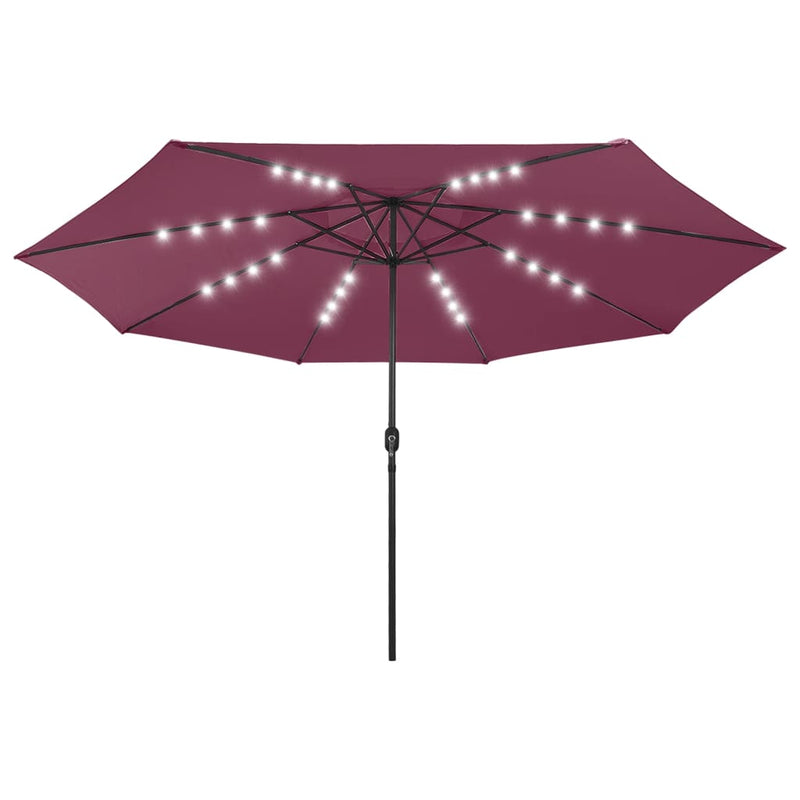 Load image into Gallery viewer, VidaXL Parasol met LED-verlichting en metalen paal 400 cm bordeauxrood
