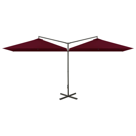 Vidaxl parasol dubbel met stalen paal 600x300 cm bordeauxrood