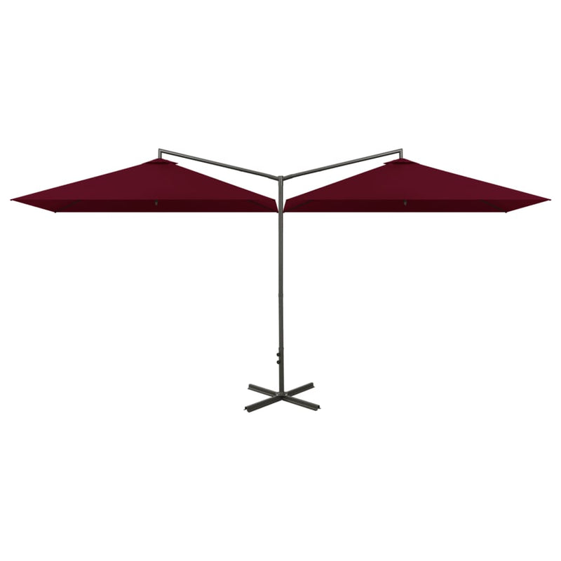 Load image into Gallery viewer, Vidaxl parasol dubbel met stalen paal 600x300 cm bordeauxrood
