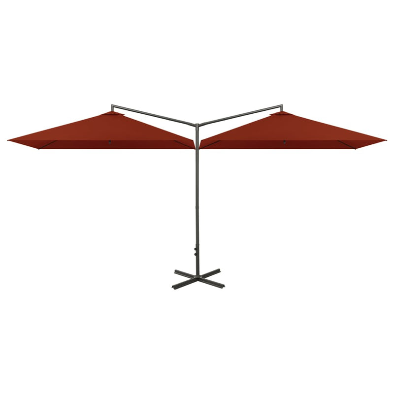 Load image into Gallery viewer, Vidaxl parasol dubbel met stalen paal 600x300 cm terracottakleurig

