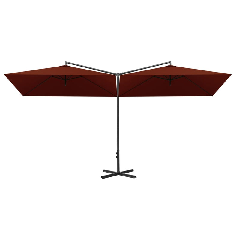 Load image into Gallery viewer, Vidaxl parasol dubbel met stalen paal 600x300 cm terracottakleurig
