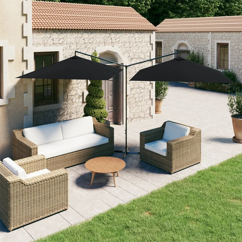 Load image into Gallery viewer, Vidaxl parasol dubbel met stalen paal 600x300 cm zwart
