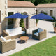 Vidaxl parasol dubbel met stalen paal 600x300 cm azuurblauw