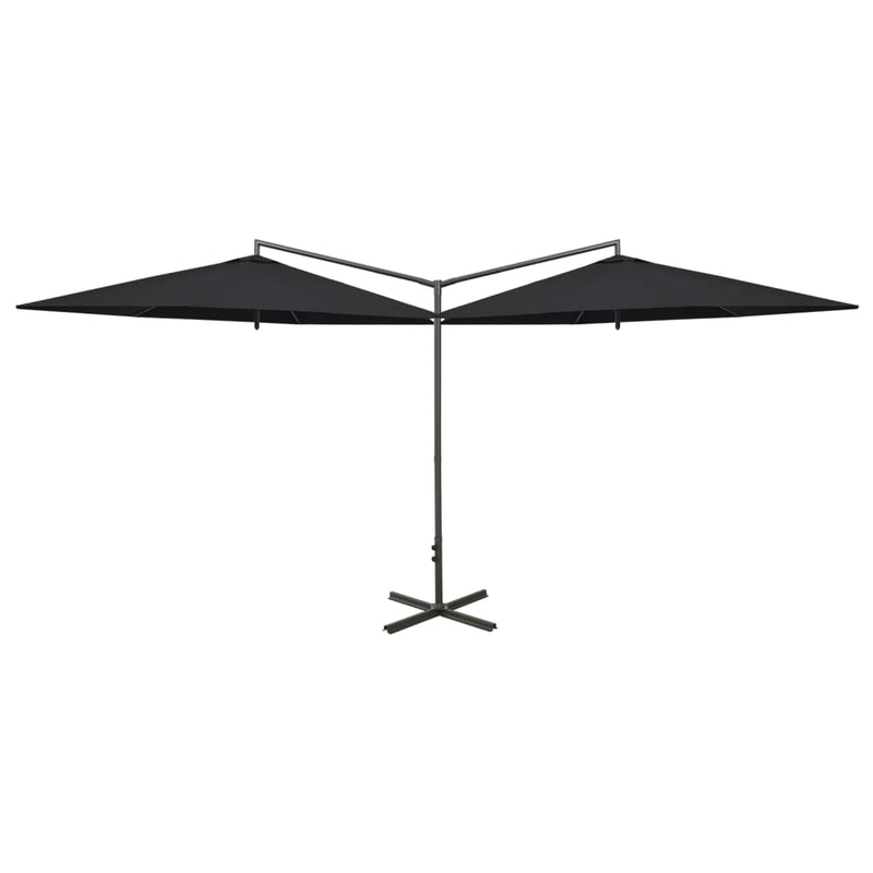 Load image into Gallery viewer, VidaXL Parasol dubbel met stalen paal 600 cm zwart

