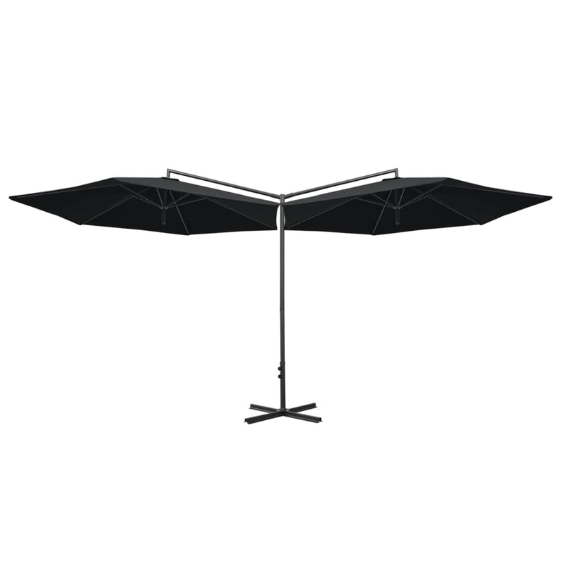 Load image into Gallery viewer, VidaXL Parasol dubbel met stalen paal 600 cm zwart
