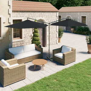 VidaXL Parasol dubbel met stalen paal 600 cm zwart