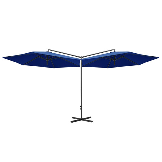 Vidaxl parasol dubbel met stalen paal 600 cm azuurblauw