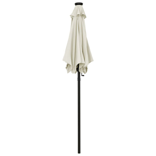 Vidaxl parasol met led-verlichting 200x211 cm aluminium zandkleurig
