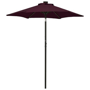 Vidaxl parasol met led-verlichting 200x211 cm aluminium bordeauxrood