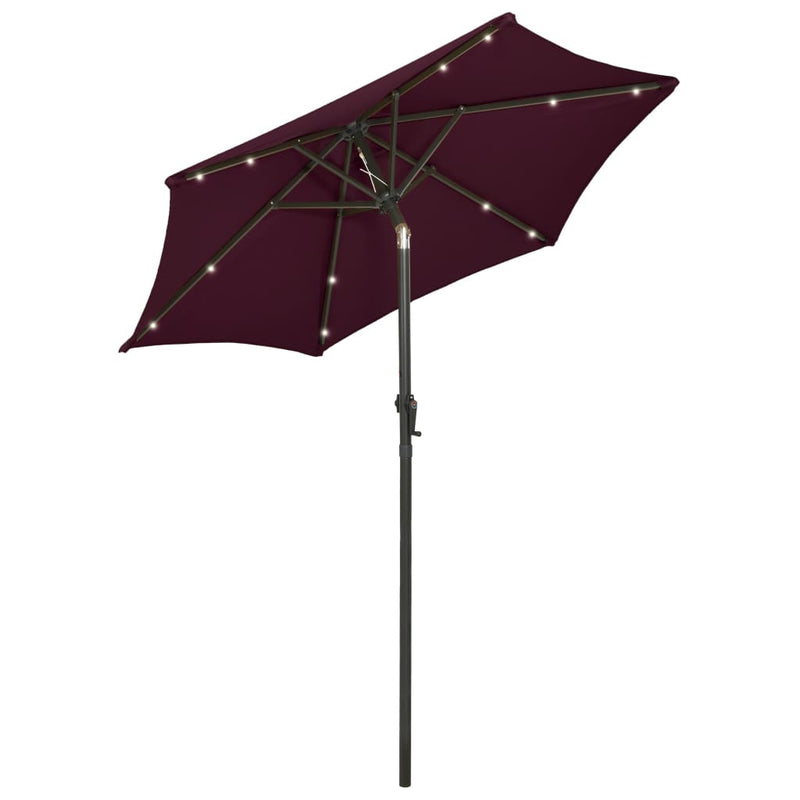 Load image into Gallery viewer, VidaXL Parasol met LED-verlichting 200x211 cm aluminium bordeauxrood

