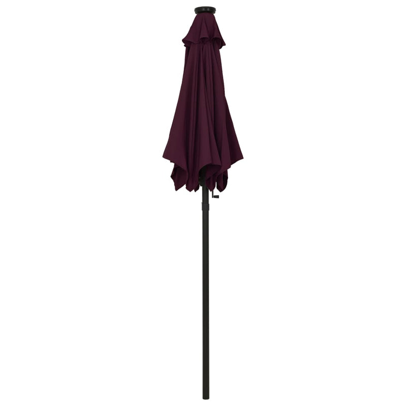 Load image into Gallery viewer, VidaXL Parasol met LED-verlichting 200x211 cm aluminium bordeauxrood
