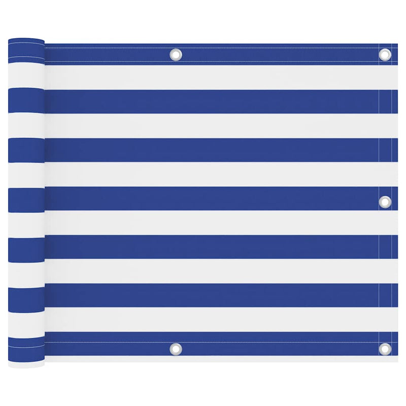 Afbeelding laden in galerijviewer, Vidaxl balkonscherm 75x400 cm oxford stof wit en blauw
