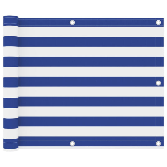 Vidaxl balkonscherm 75x500 cm oxford stof wit en blauw
