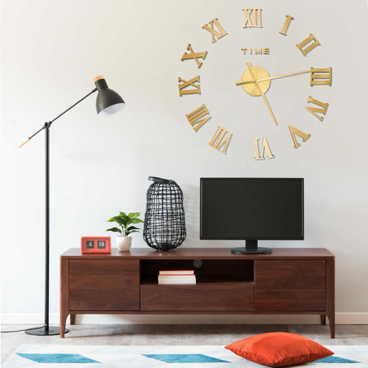 Vidaxl 3d-wandklok modern xxl 100 cm goudkleurig
