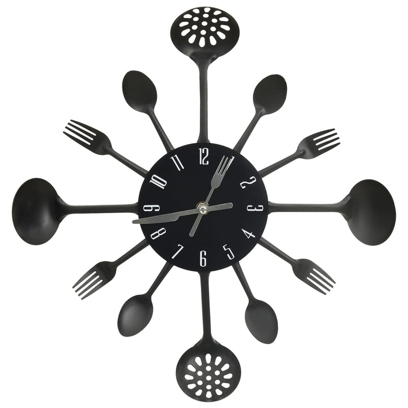 Load image into Gallery viewer, Vidaxl wandklok lepel-en-vork 40 cm aluminium zwart
