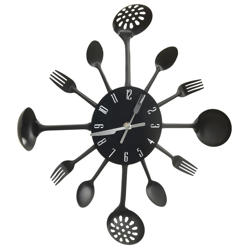 Load image into Gallery viewer, Vidaxl wandklok lepel-en-vork 40 cm aluminium zwart
