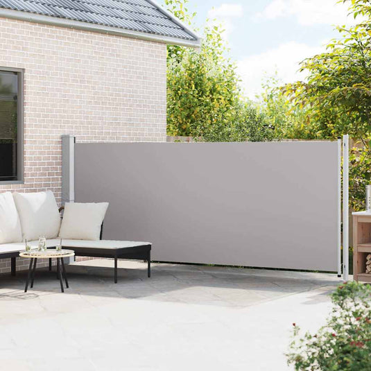 Vidaxl tuinscherm uittrekbaar 600x160 cm grijs