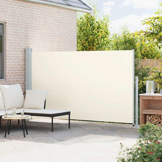 Vidaxl tuinscherm uittrekbaar 180x314 cm crèmekleurig