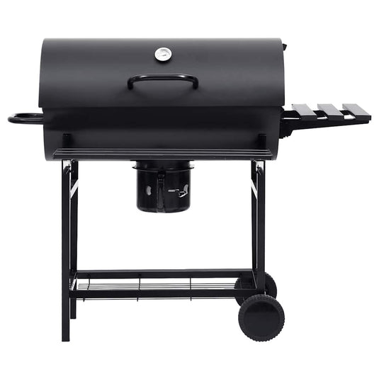 Vidaxl barbecuevat met wielen en schappen 115x85x95 cm staal zwart