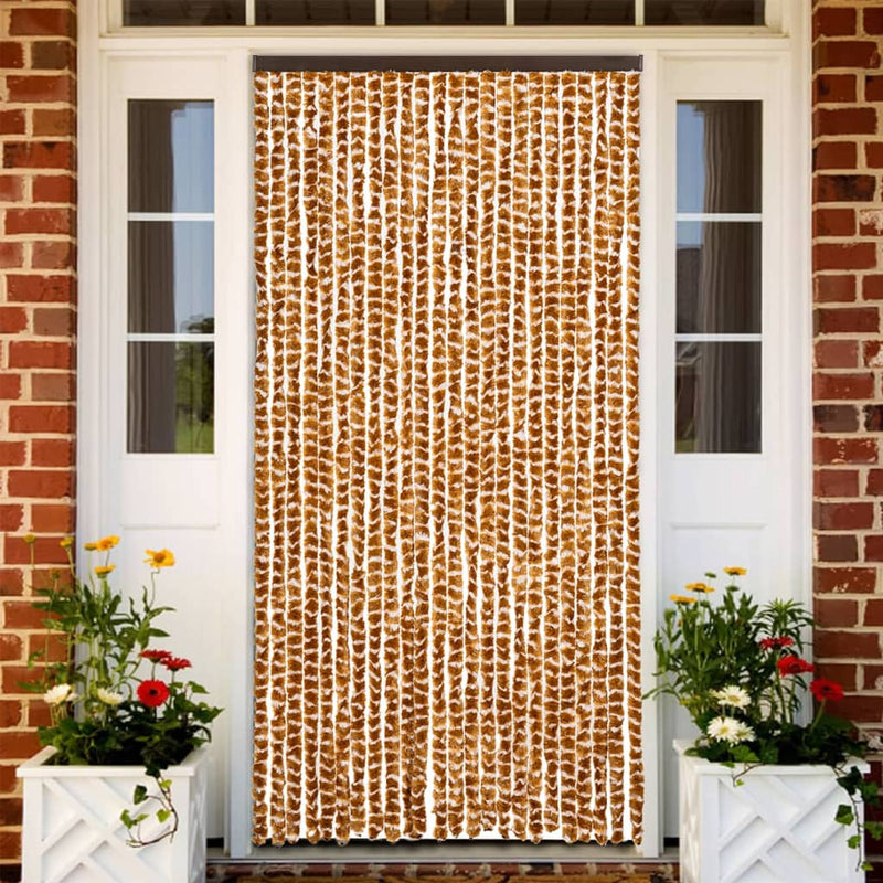 Load image into Gallery viewer, Vidaxl vliegengordijn 100x220 cm chenille oker en wit
