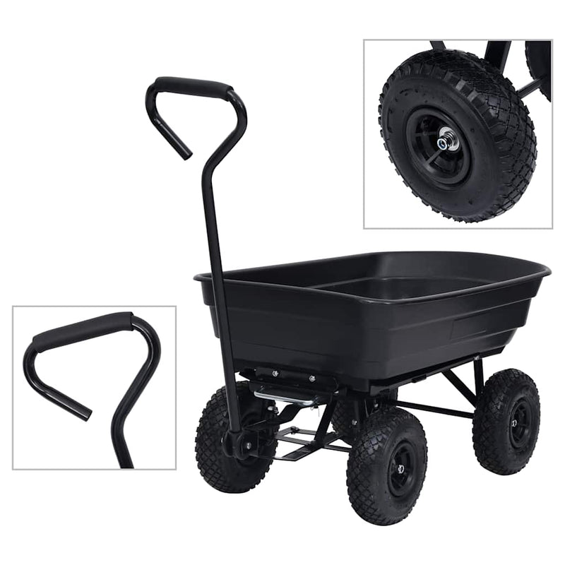 Cargue la imagen en el visor de la galería, Vidaxl tuinkiepwagen 300 kg 75 l zwart
