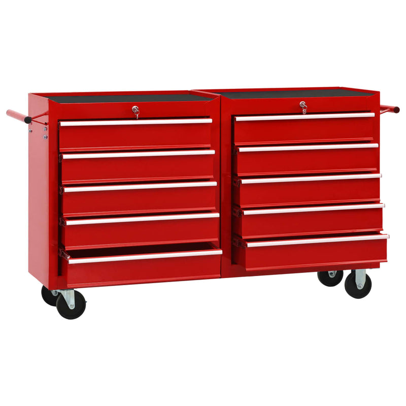 Load image into Gallery viewer, VidaXL Gereedschapswagen met 10 lades staal rood
