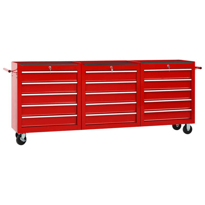 Load image into Gallery viewer, VidaXL Gereedschapswagen met 15 lades staal rood
