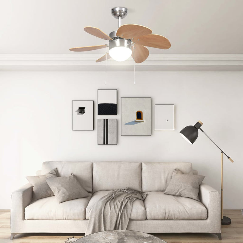 Load image into Gallery viewer, Vidaxl plafondventilator met lamp 76 cm lichtbruin
