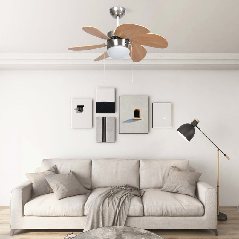 Load image into Gallery viewer, Vidaxl plafondventilator met lamp 76 cm lichtbruin
