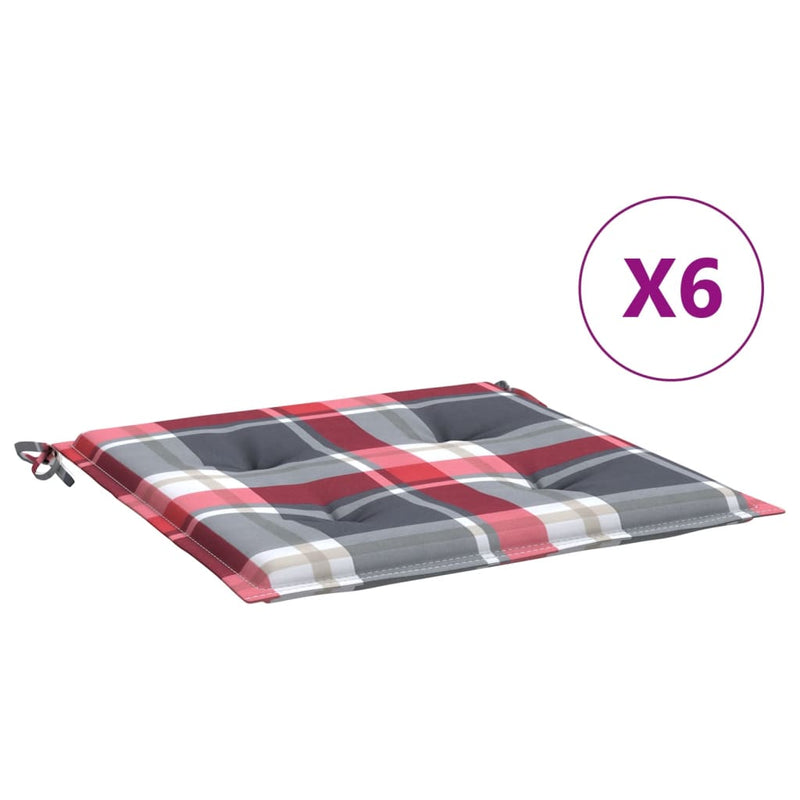 ギャラリービューアに画像をロードする, Vidaxl tuinstoelkussens 6 st 40x40x4 cm oxford stof ruitpatroon rood

