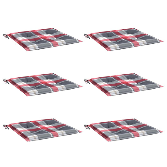 Vidaxl tuinstoelkussens 6 st 50x50x4 cm oxford stof ruitpatroon rood