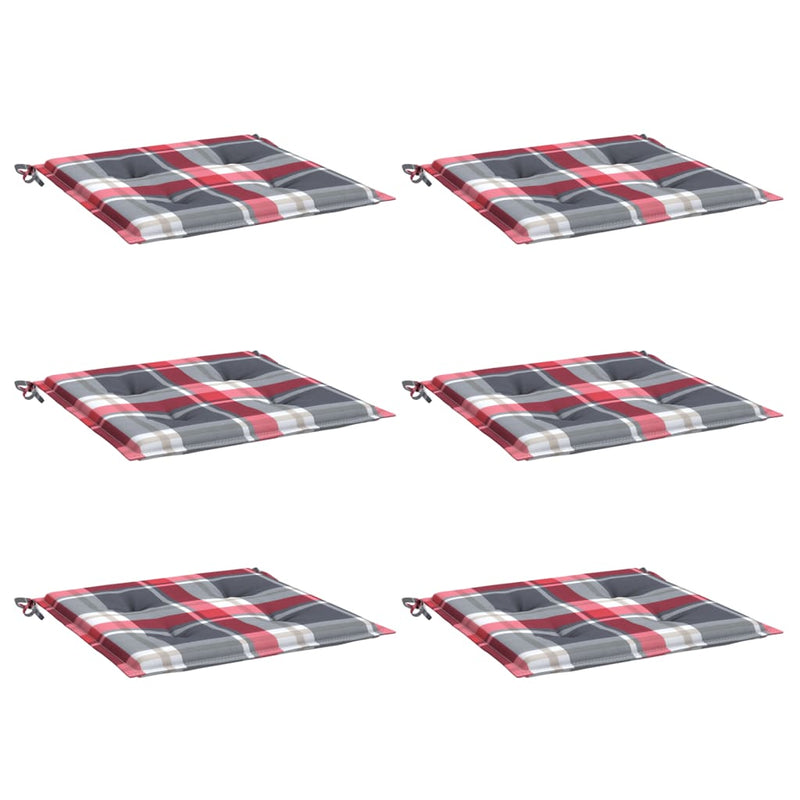 Cargue la imagen en el visor de la galería, Vidaxl tuinstoelkussens 6 st 50x50x4 cm oxford stof ruitpatroon rood
