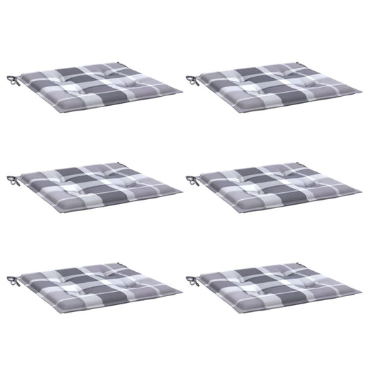 Vidaxl tuinstoelkussens 6 st 50x50x4 cm oxford stof ruitpatroon grijs