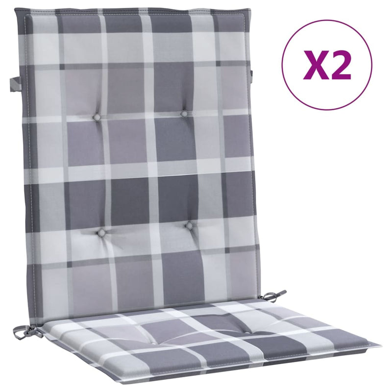 Load image into Gallery viewer, Vidaxl tuinstoelkussens 2 st 100x50x3 cm oxford stof ruitpatroon grijs
