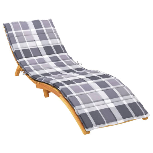 Vidaxl ligbedkussen200x60x3 cm oxford stof ruitpatroon grijs