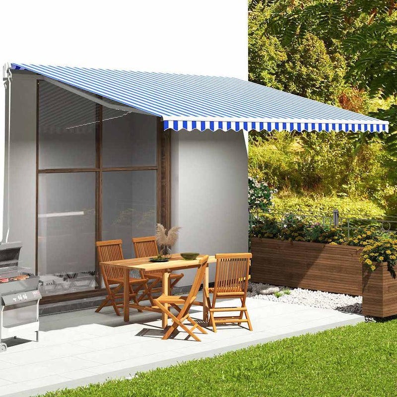 Load image into Gallery viewer, Vidaxl vervangingsdoek voor luifel 5x3,5 m blauw en wit
