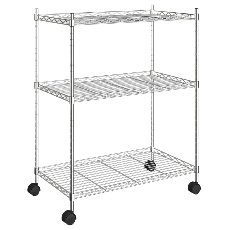 Load image into Gallery viewer, Vidaxl opbergrek met wielen 3-laags 150 kg 60x35x81 cm chroomkleurig
