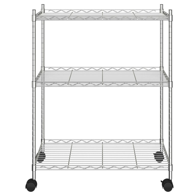 Load image into Gallery viewer, Vidaxl opbergrek met wielen 3-laags 150 kg 60x35x81 cm chroomkleurig
