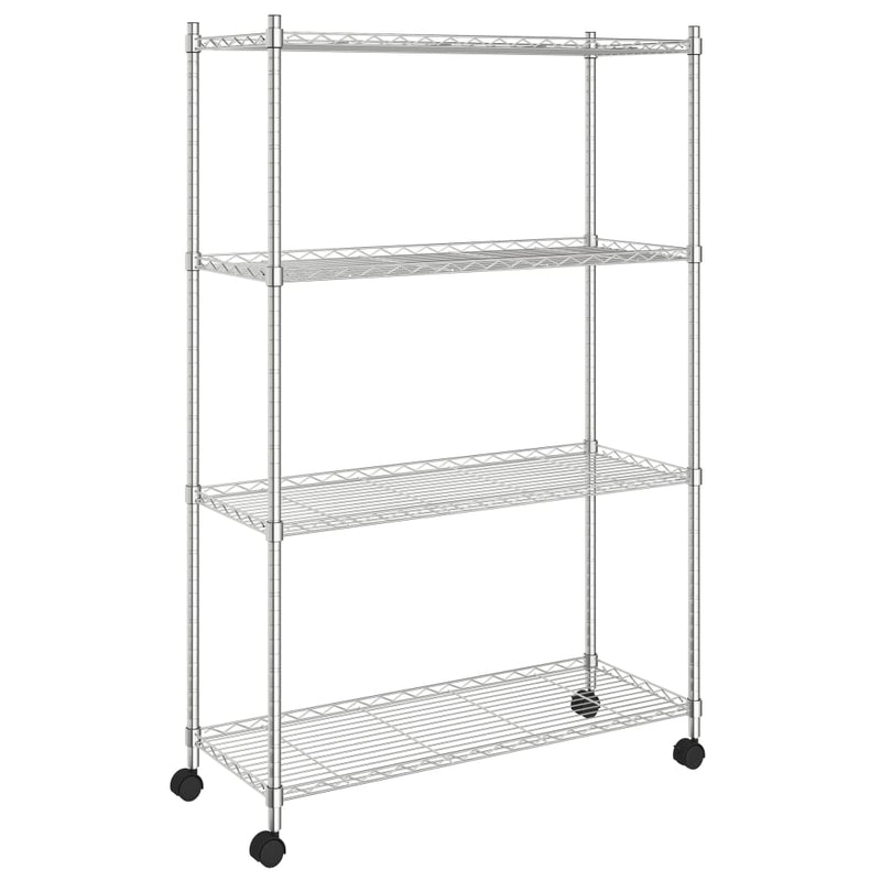 Load image into Gallery viewer, Vidaxl opbergrek 4-laags met wielen 200 kg 90x35x142 cm chroomkleurig
