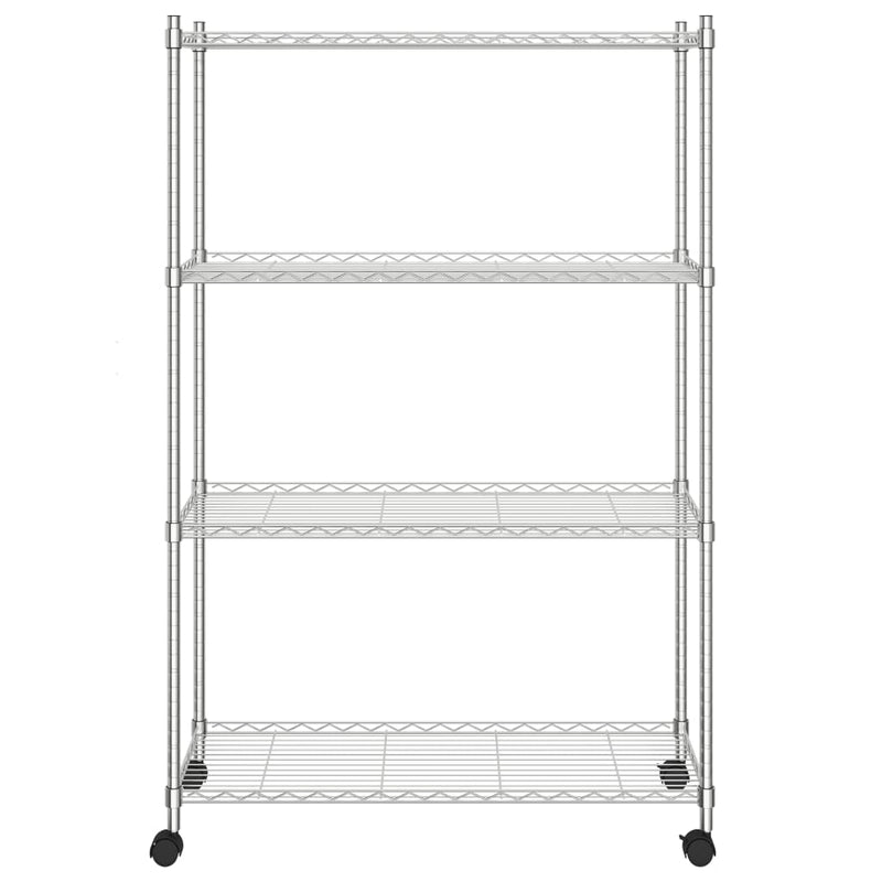 Load image into Gallery viewer, Vidaxl opbergrek 4-laags met wielen 200 kg 90x35x142 cm chroomkleurig
