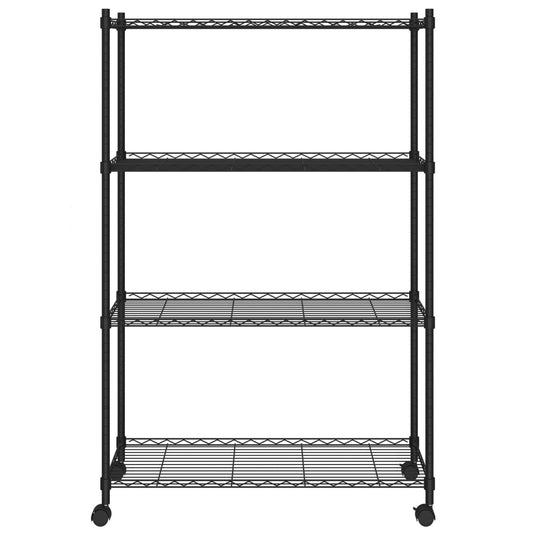 Vidaxl opbergrek 4-laags met wielen 200 kg 90x35x142 cm zwart