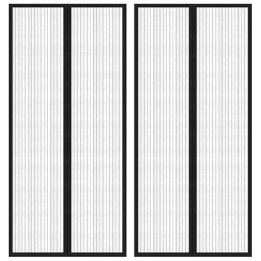 Vidaxl insectendeurgordijnen 2 st magnetisch 210x90 cm zwart