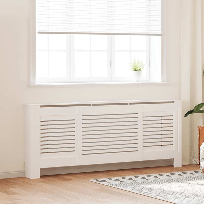 Load image into Gallery viewer, Vidaxl radiatorombouw 205 cm mdf wit
