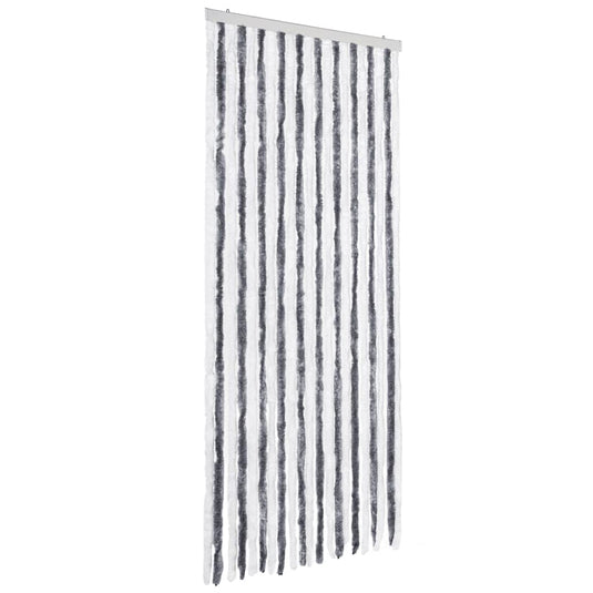 Vidaxl vliegengordijn 90x200 cm chenille grijs en wit