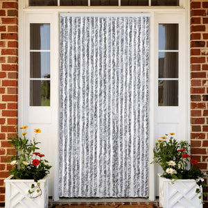 Vidaxl vliegengordijn 90x200 cm chenille wit en grijs