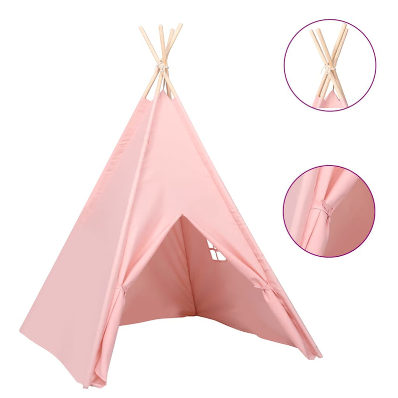 Cargue la imagen en el visor de la galería, Vidaxl kindertipitent met tas 120x120x150 cm peachskin roze
