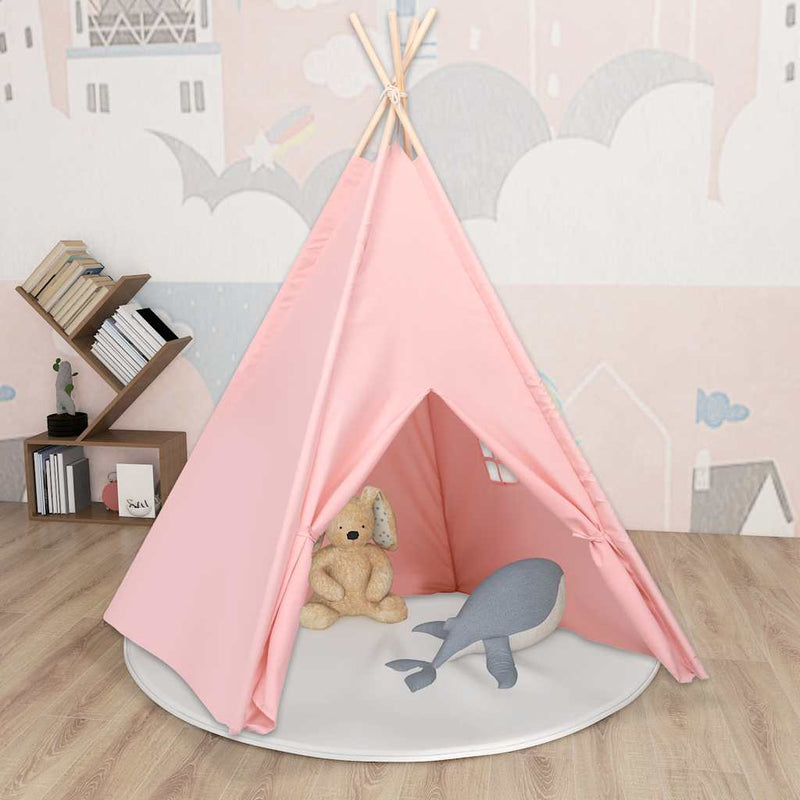 Cargue la imagen en el visor de la galería, Vidaxl kindertipitent met tas 120x120x150 cm peachskin roze
